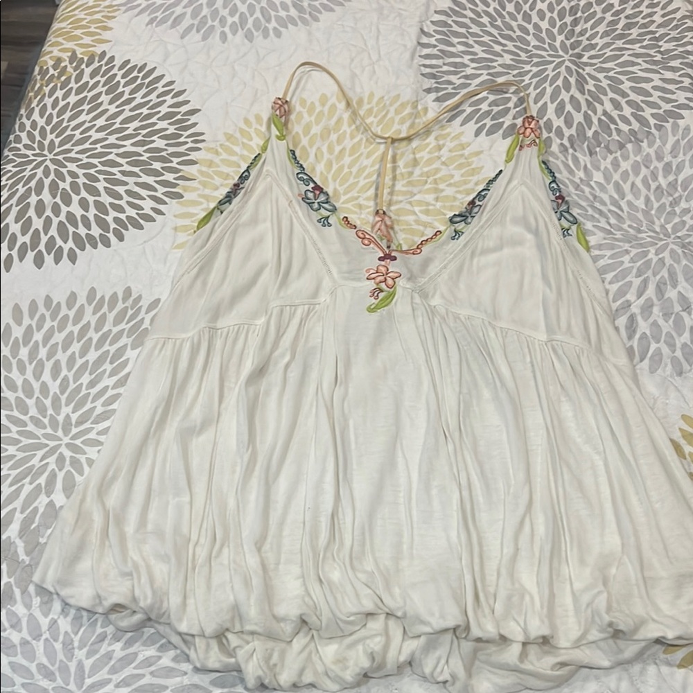 Free People Cream Ruched Tie Front Camisole